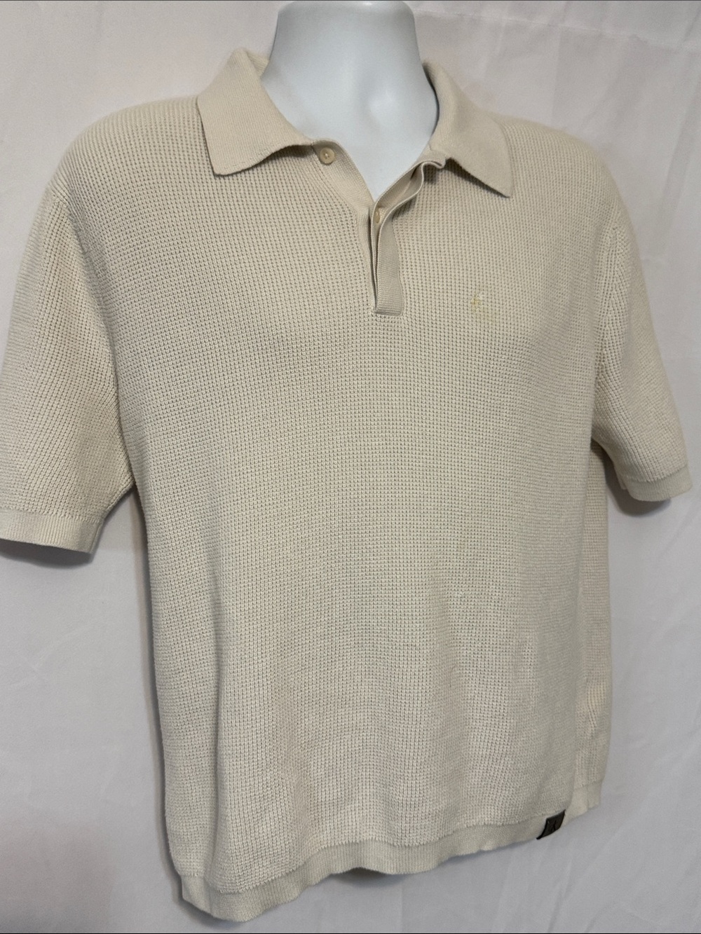Calvin Klein Men's Short-Sleeve Polo in Cream size Medium